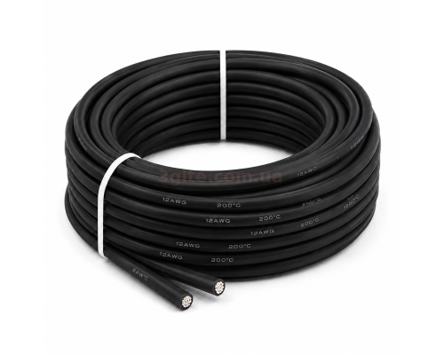  Кабель силиконовый 12 AWG черный, 1м